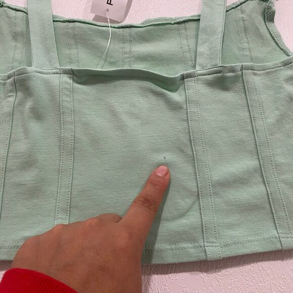 PacSun PAC Cares Green Corset Seam Tank Top Women’s Small NWT Adjustable Straps - Picture 6 of 6